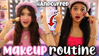 COPYING MY 15 YEAR OLD SISTER'S MAKEUP ROUTINE HANDCUFFED!!!