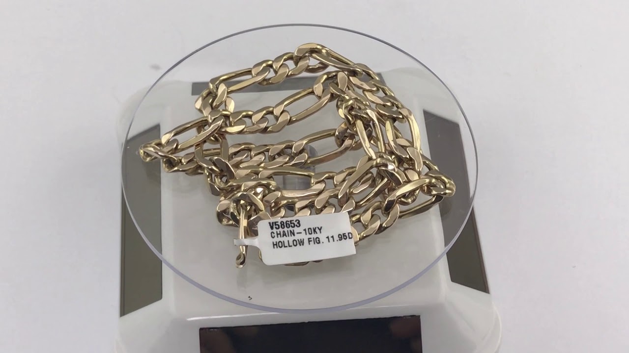 10K Yellow Gold Hollow Figaro Link Chain 21'', 18.4 Grams