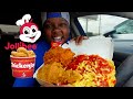 JOLLIBEE MUKBANG 음식 | SPICY CRISPY CHICKEN JOY + SPAGHETTI!