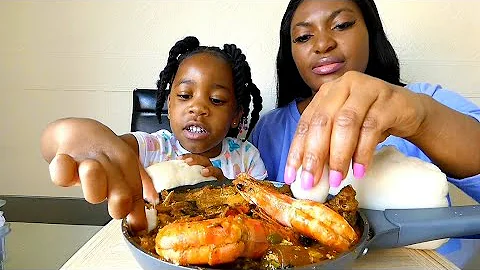eating ogbono soup & pounded yam fufu with my baby girl/ Asmr Mukbang Nigerian food