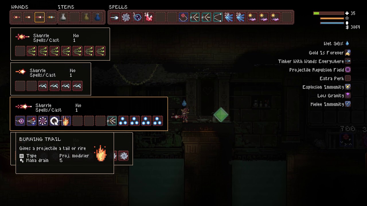 Noita - Quantum Exploding Bubble Spark Wand