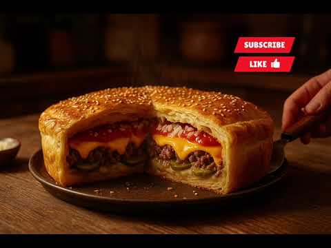 Cheeseburger Pie 🥧🔥 Puff Pastry Magic 🧀 Easy Dinner Recipe 🍽️