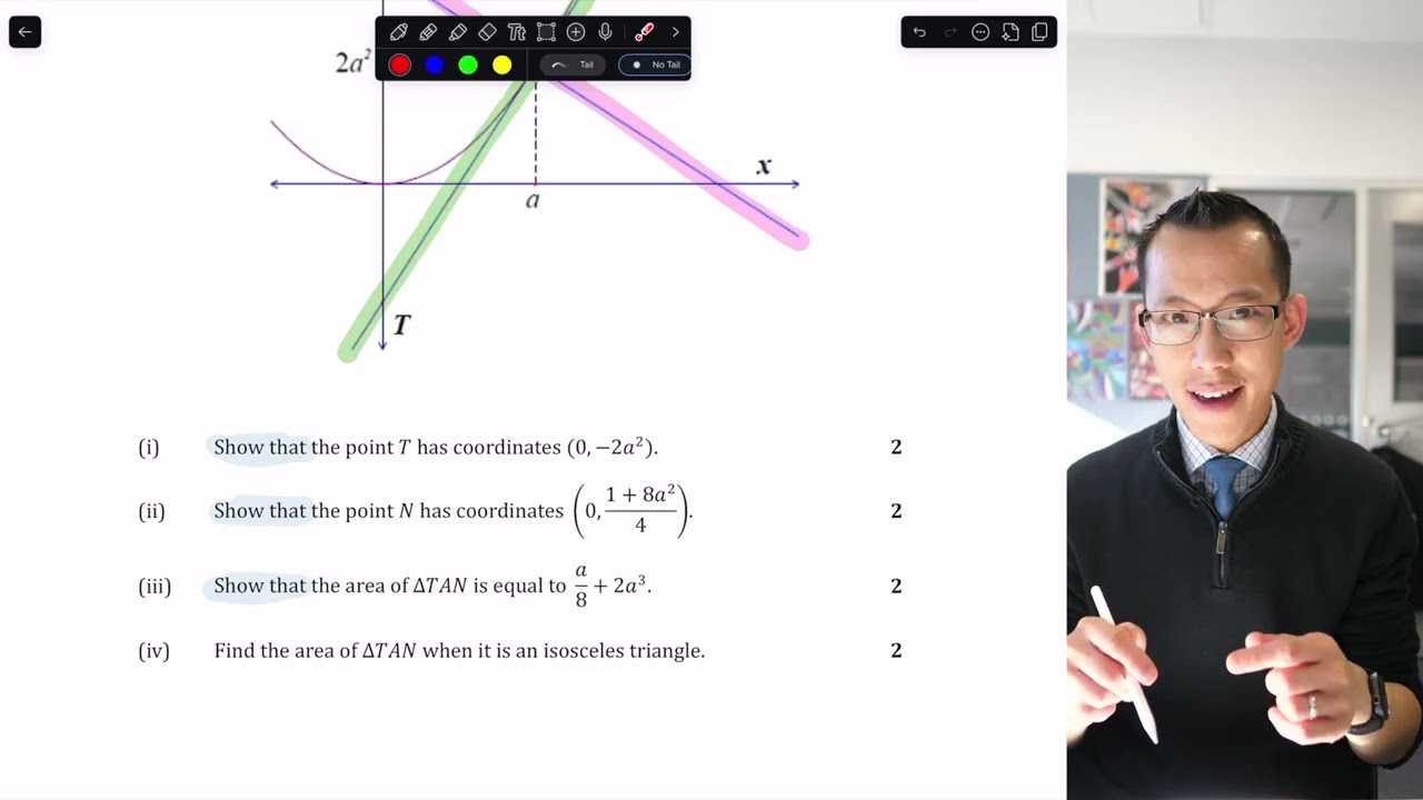 Coordinate Geometry Triangle Question (1 of 5: Equation of a tangent)
