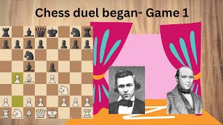 ကမ္ဘာ့ စစ်တုရင် championship ပြိုင်ပွဲများ - Anderssen - Morphy (1858) Chess Match- Game 1 screenshot 4