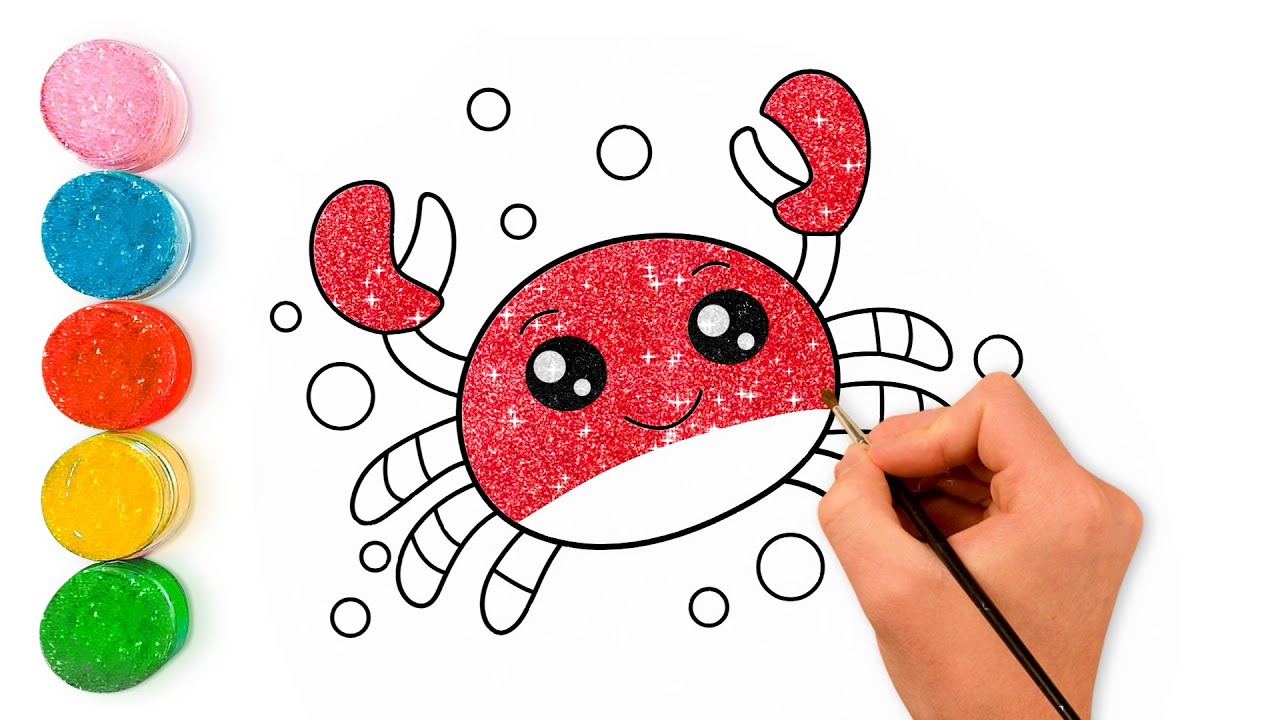 How to Draw a Cute Glittery Crab | Fun Drawing for Kids