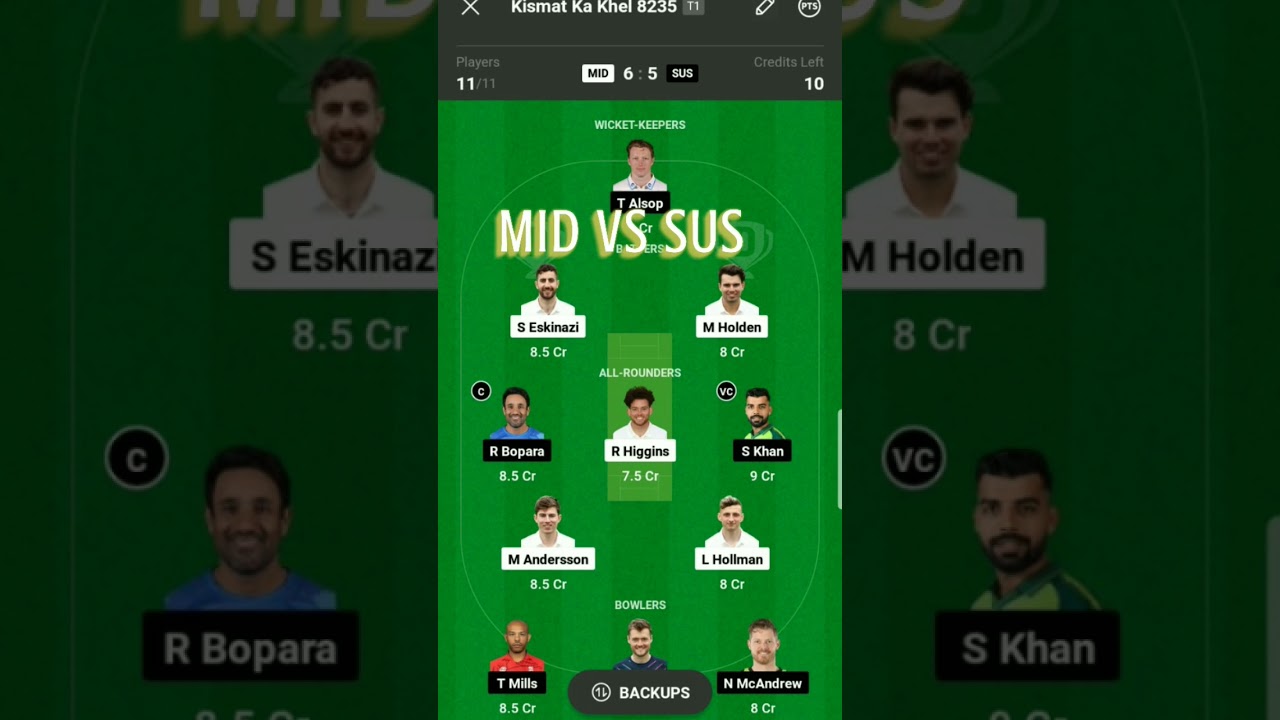 MID VS SUS DREAM 11TEAM 