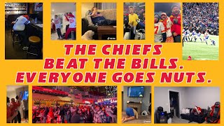 THE KANSAS CITY CHIEFS BEAT THE BUFFALO BILLS. EVERYONE GOES NUTS. (Fan Reactions)