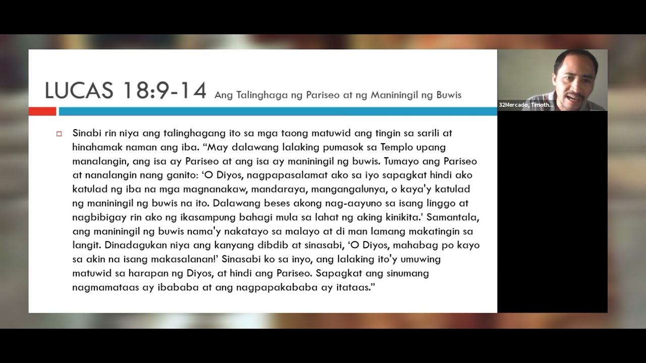 Lucas 18: 9-14 #TalinghagaNgPariseo at ng Maniningil ng Buwis | Bro. Edwin Mercado