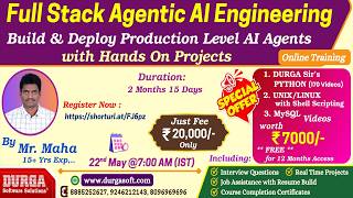 Full Stack Agentic AI Engineering Online Training @ DURGASOFT
