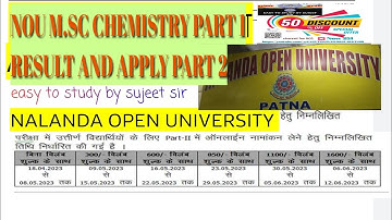 MSC CHEMISTRY PART 1 RESULT NALANDA OPEN UNIVERSITY II #Nouexamresult2022 #m.scCHEMISTRY #viral #new
