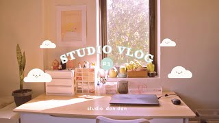 ✸ Studio Vlog 01 ✸ packing acrylic charms, restocking button pins, making Puspin sticker pack