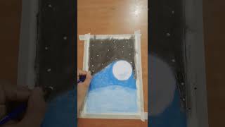 easy oil pastels drawing - a boy in Moonlight night #ytshorts #youtubeshorts #art