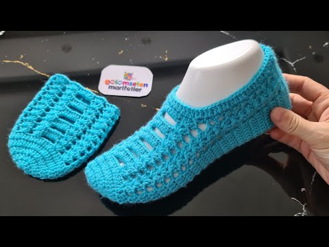 Çeyizlerin vazgeçilmesi✅ tığ işi su taşı patik yapımı, crochet socks