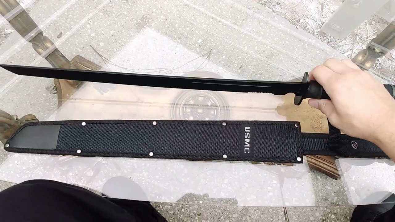 Kolourco USMC Blackout tactical katana tanto machete sword review