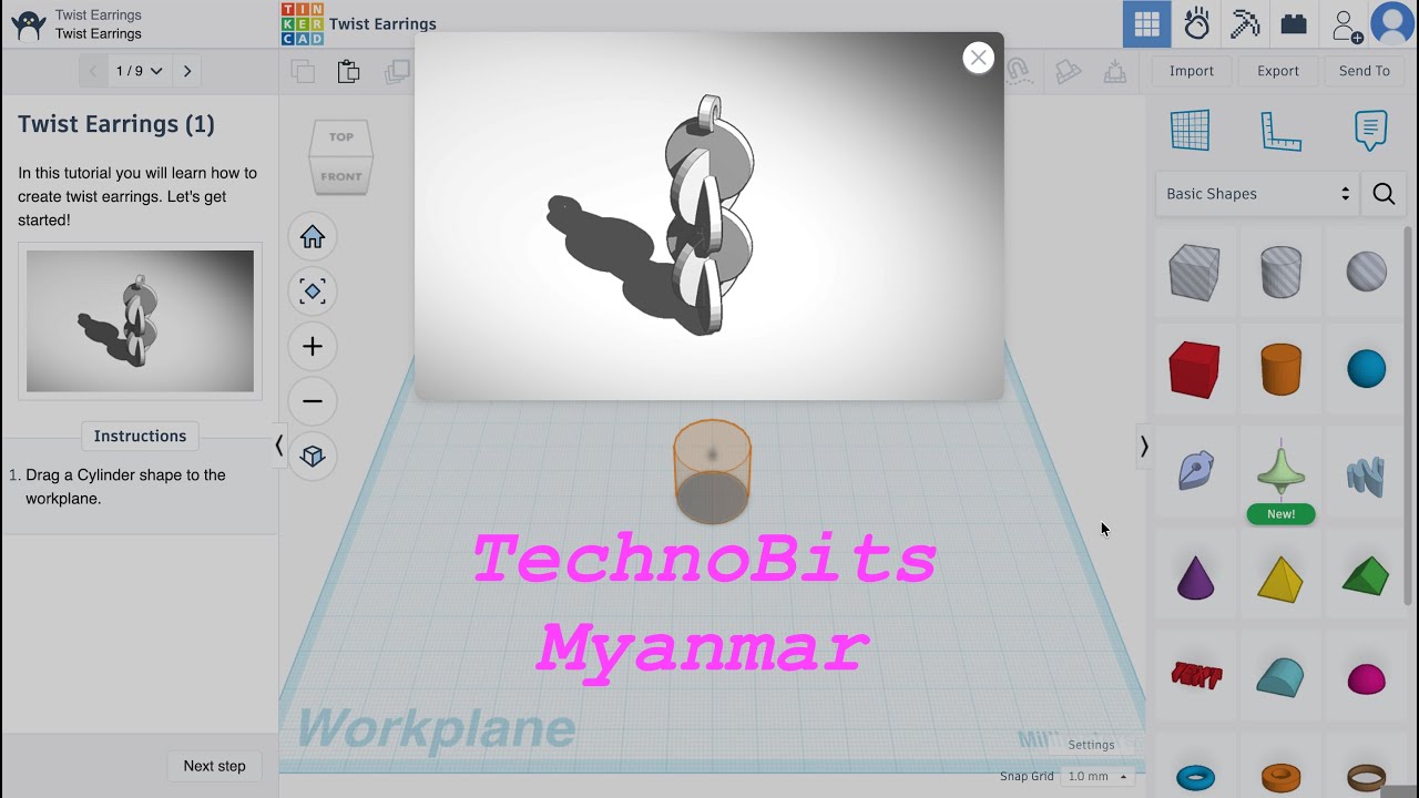 Let's Learn Tinkercad! - Twist Earrings 