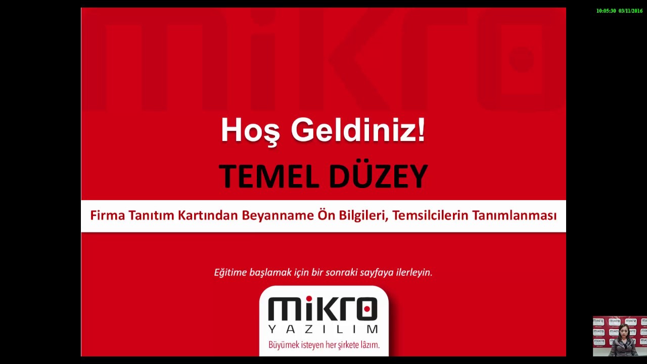 Mikro Yazılım Beyanname Ön Bilgileri ve Temsilcilerinin Tanımlanması Eğitimi
