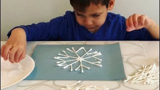 Cotton Swab Snowflake activity - fun kids winter art activity screenshot 1