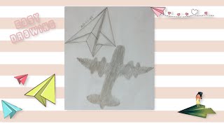 رسم طائرة ورقية لها ظل طائرة حقيقية_ Drawing a kite with the shadow of the real plane? #shorts