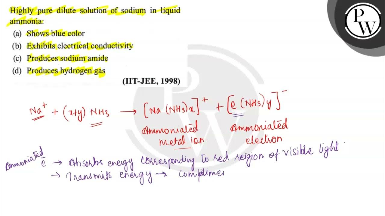 Highly pure dilute solution of sodium in liquid ammonia (a) Shows blue