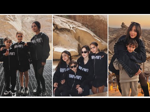 بسمة بوسيل تخطف الأنظار بمغامرة مجنونة بين جبال السعودية مع أولادها