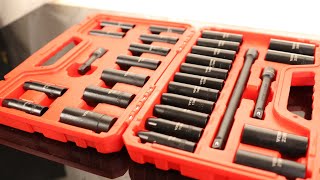 VEVOR 1/2" Drive Impact Socket Set, 29-Piece Deep Sockets Standard SAE (3/8 to 1 inch) and Metric