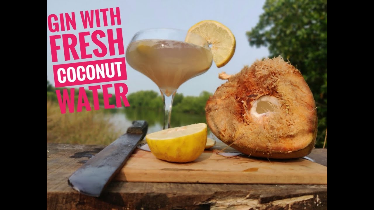 Gin cocktail with fresh coconut water Gin with coconut water fresh