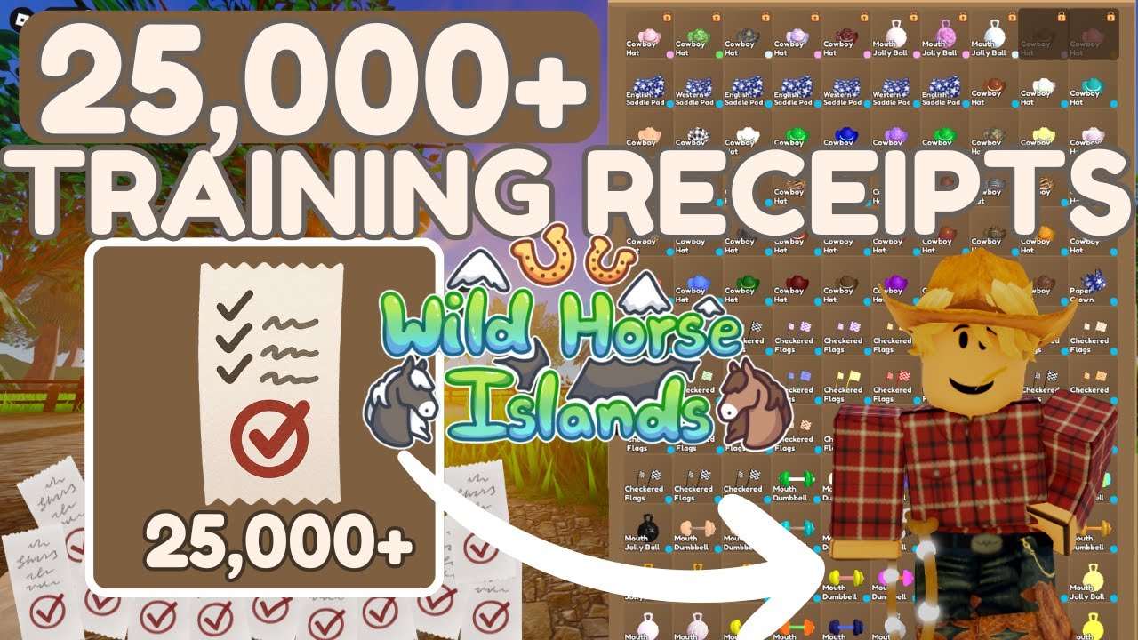 Turning In OVER 25,000 Training Receipts!! 🧾🤠 | Roblox Wild Horse Islands