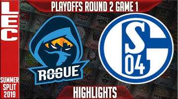RGE vs S04 Highlights Game 1 | LEC Summeer 2019 Playoffs Quarterfinals | Rogue vs Schalke 04