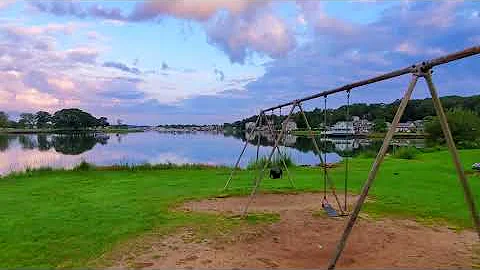 Walking Obear Park in Beverly Massachusetts at Sun...