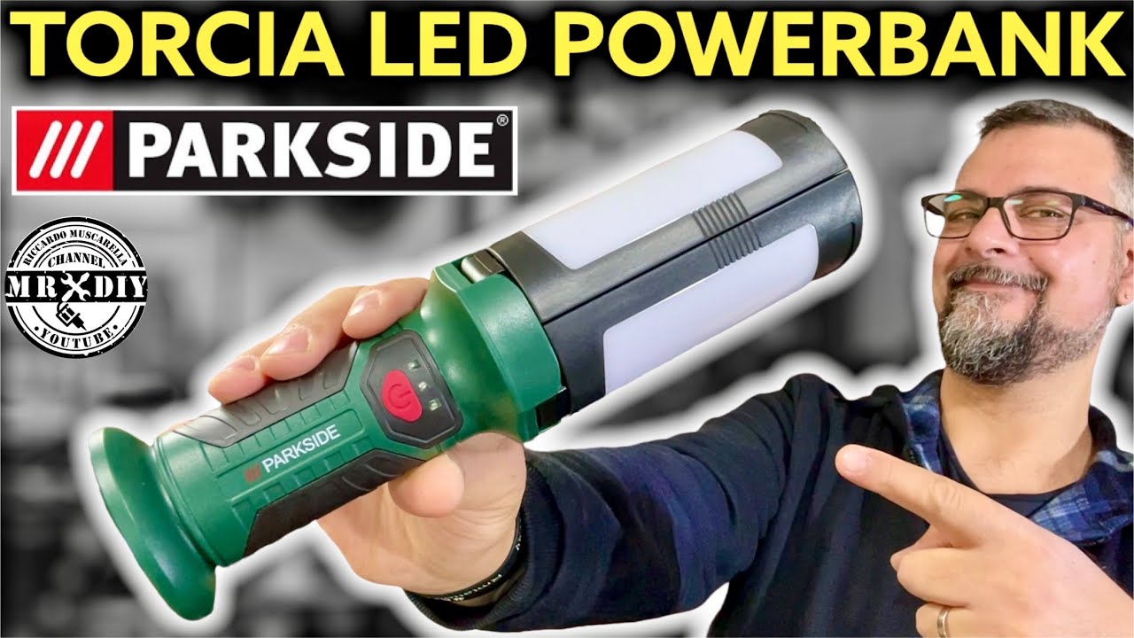 Led flashlight with lidl Parkside 400 Lm powerbank. € 17.99. 360 ° work  light. Led lamp. pwlf 2200 - YouTube