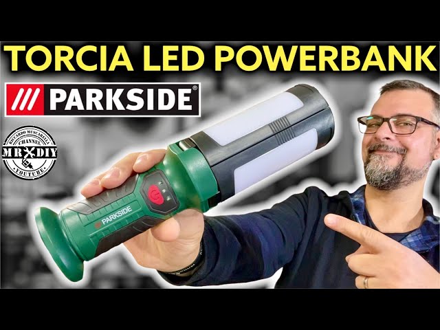 Led flashlight with lidl Parkside 400 Lm powerbank. € 17.99. 360 ° work  light. Led lamp. pwlf 2200 