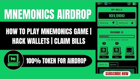 HOW TO PLAY MNEMONICS AIRDROP | TELEGRAM PLAY TO EARN | HACK WALLETS | CLAIM BILLS