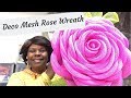 How to make a Pink Rose Deco Mesh Wreath for Spring