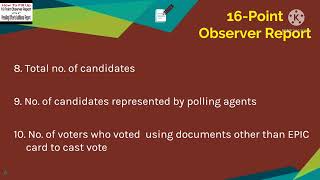16- Point Report For Presiding Officers