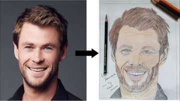 Drawing Chris Hemsworth smiling face #Thor-Timelapse |