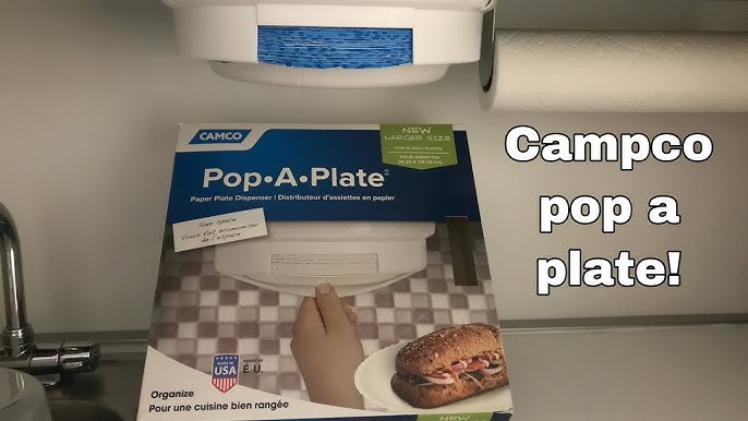 Camco 9-inch Pop-A-Plate Plastic Plate Dispenser | Ideal for Compact  Spaces, RVs and Trailers | Mounts Under Cabinets or Shelves | Black (57006)