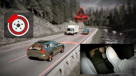 New Volvo V60 - oncoming collision mitigation by braking - animation