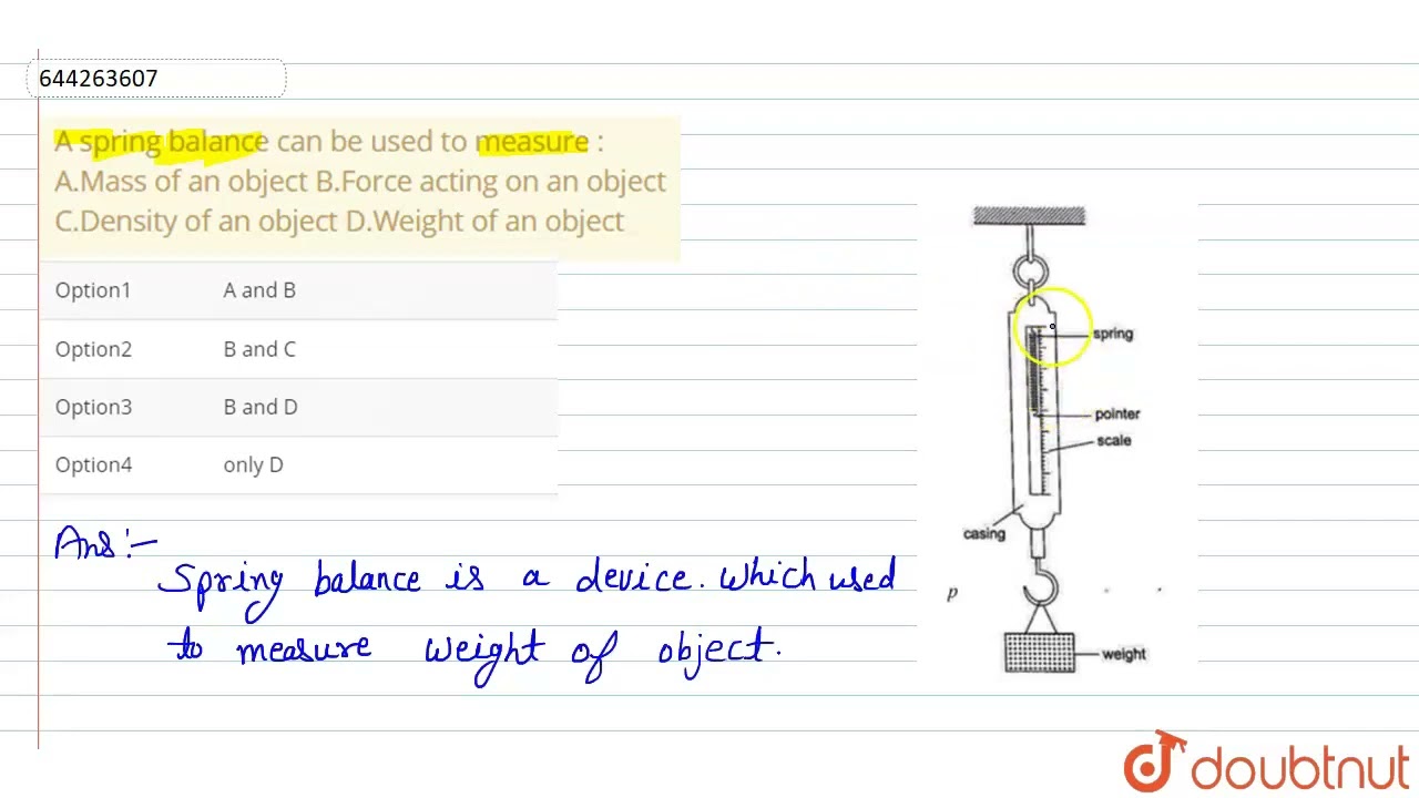 Spring Balance Diagram And Uses