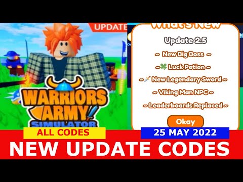 NEW UPDATE CODES [BOSS ] ALL CODES! Warriors Army Simulator! ROBLOX