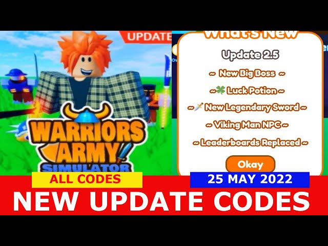 NEW UPDATE CODES [BOSS👿] ALL CODES! Warriors Army Simulator! ROBLOX