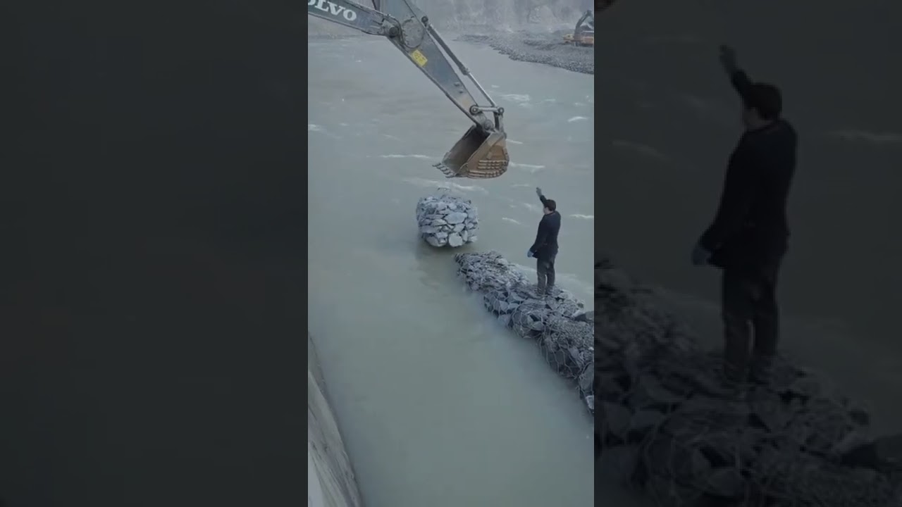 River Dam Construction | Riverbank Stabilisation | Installation of Rock roll for Stoping River Water