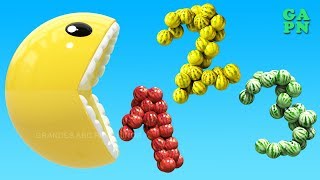 Aprender colores con 3D Pacman para niños | Aprender 3D los sandía números  del 1 al 20