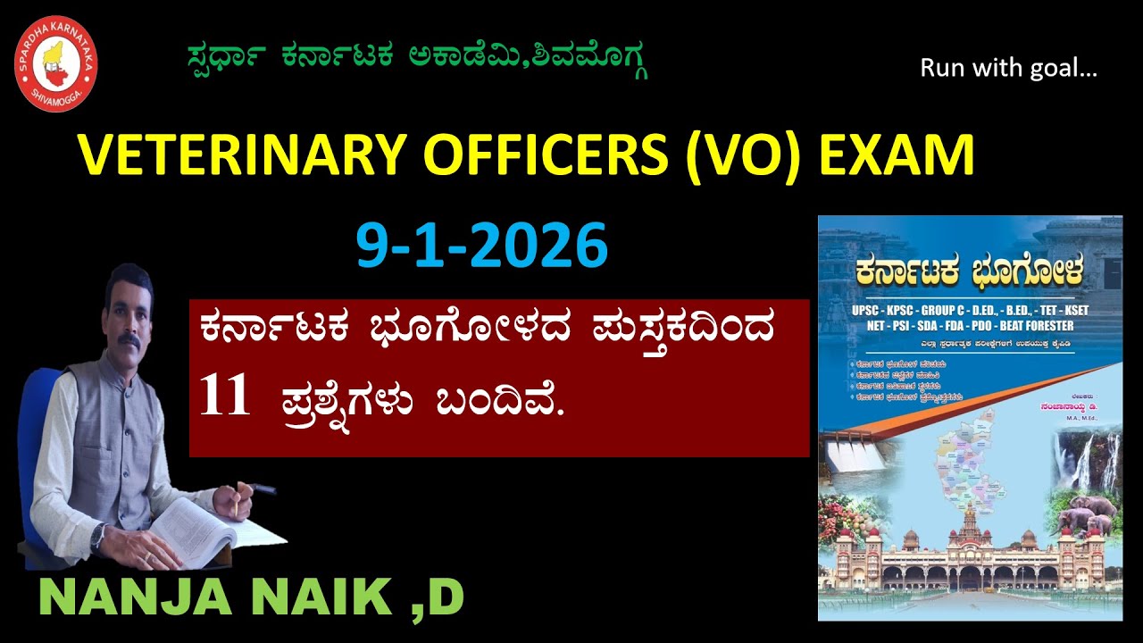 9-1-2026 ರಂದು ನಡೆದ Veterinary officer exam-2026|Geography Questions Analysis by Nanja naik D