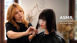 ASMR Real Hair Colouring & Haircut Full Salon Procedure | Foil, Brush & Scissors Sounds | No Talking