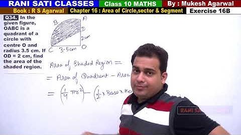Class 10 Maths (Ex 16B Q34) Area of Circle,Sector & Segment (RS Aggarwal 2019)