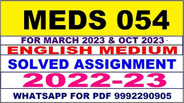 meds 54 solved assignment 2022-23 in english | meds 54 solved assignment 2022-23 | meds 54 2023