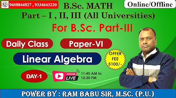 B.Sc. Part-3 | Paper-VI | Mathematics Hons | Linear Algebra | By Ram Babu sir