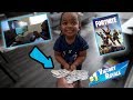 MY 3 YEAR OLD SON BET ME $1000 HE COULD WIN A FORTNITE MATCH . ( funniest video ever )