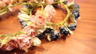 【100均DIY】可愛い花かんむりの作り方♡ 簡単編むだけ、使うのはダイソーのフラワーピックだけ♪