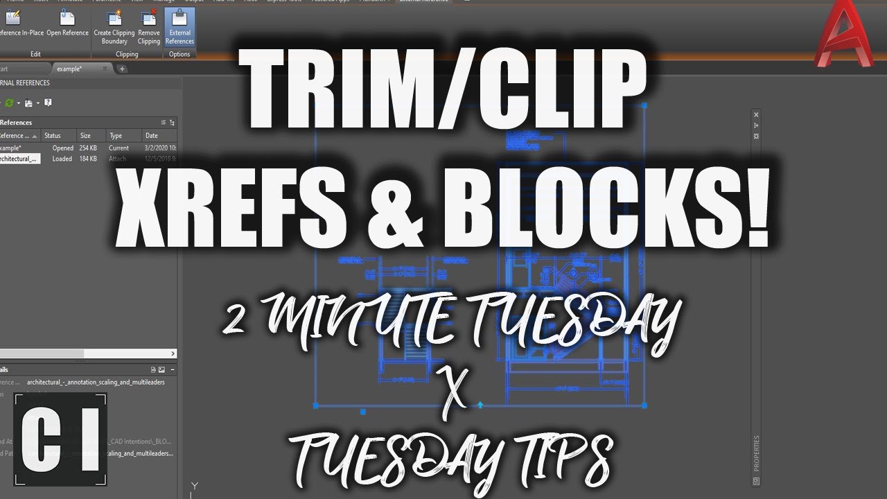 Autocad How To Clip Or Trim Xrefs (External References) And Blocks - 2 Minute Tuesday